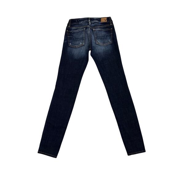 American Eagle Distressed Denim Blue Skinny Jegging Jeans Size Women's 00 - Picture 4 of 6